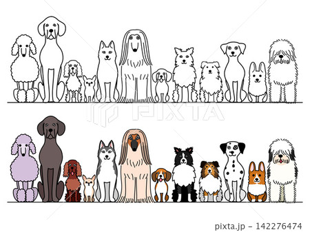 いろいろな犬のボーダーセット いろいろな犬のボーダーセット 142276474