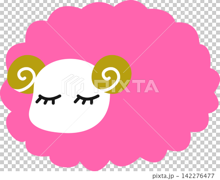 眠るひつじの可愛いベクターイラスト|年賀状素材|ピンク 眠るひつじの可愛いベクターイラスト|年賀状素材|ピンク 142276477