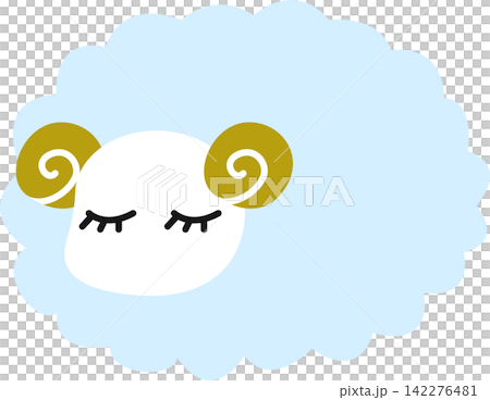 眠るひつじの可愛いベクターイラスト|年賀状素材|水色 眠るひつじの可愛いベクターイラスト|年賀状素材|水色 142276481