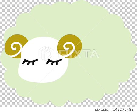 Cute vector illustration of a sleeping sheep | New Year's card material | Light green Cute vector illustration of a sleeping sheep | New Year's card material | Light green 142276488
