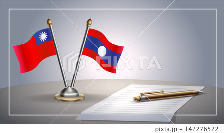 Small national flag of Taiwan and Laos flag Relation, Template Vector Illustration 142276522