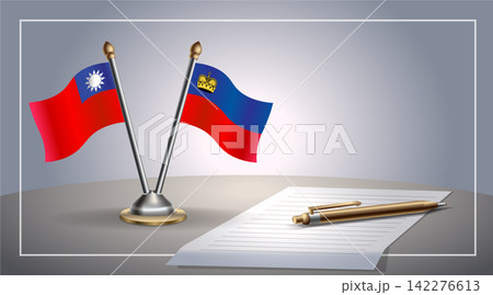 Small national flag of Taiwan and Liechtenstein flag Relation, Template Vector Illustration 142276613