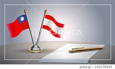 Small national flag of Taiwan and Tahiti flag Relation, Template Vector Illustration 142276834