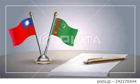 Small national flag of Taiwan and Turkmenistan flag Relation, Template Vector Illustration Small national flag of Taiwan and Turkmenistan flag Relation, Template Vector Illustration 142276844