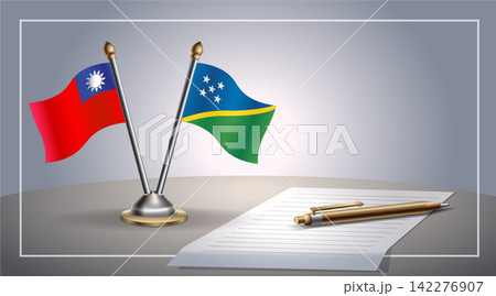 Small national flag of Taiwan and Solomon Islands flag Relation, Template Vector Illustration Small national flag of Taiwan and Solomon Islands flag Relation, Template Vector Illustration 142276907