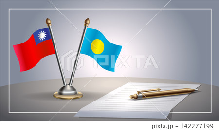 Small national flag of Taiwan and Palau flag Relation, Template Vector Illustration Small national flag of Taiwan and Palau flag Relation, Template Vector Illustration 142277199