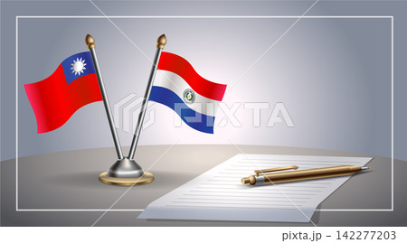 Small national flag of Taiwan and Paraguay flag Relation, Template Vector Illustration 142277203