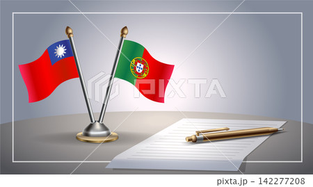 Small national flag of Taiwan and Portugal flag Relation, Template Vector Illustration Small national flag of Taiwan and Portugal flag Relation, Template Vector Illustration 142277208