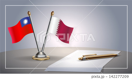 Small national flag of Taiwan and Qatar flag Relation, Template Vector Illustration 142277209