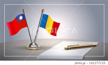 Small national flag of Taiwan and Romania flag Relation, Template Vector Illustration Small national flag of Taiwan and Romania flag Relation, Template Vector Illustration 142277210