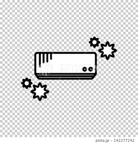 ホコリやカビの菌が付着した汚いエアコンのアイコンイラスト ホコリやカビの菌が付着した汚いエアコンのアイコンイラスト 142277242