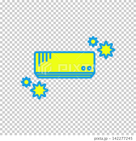 ホコリやカビの菌が付着した汚いエアコンのアイコンイラスト ホコリやカビの菌が付着した汚いエアコンのアイコンイラスト 142277245