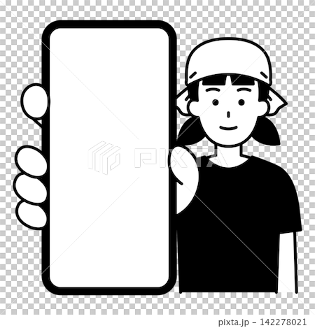 スマホの画面を大きく見せる居酒屋の女性店員 スマホの画面を大きく見せる居酒屋の女性店員 142278021
