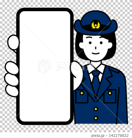女警官將她的智慧型手機螢幕放大展示。 女警官將她的智慧型手機螢幕放大展示。 142278022