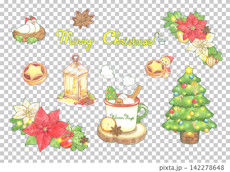 A set of warm Christmas illustrations to draw with colored pencils A set of warm Christmas illustrations to draw with colored pencils 142278648