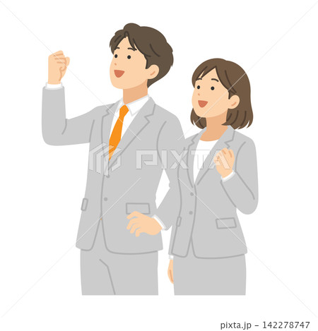 ビジネス希望,スーツ男女,フラットイラスト ビジネス希望,スーツ男女,フラットイラスト 142278747