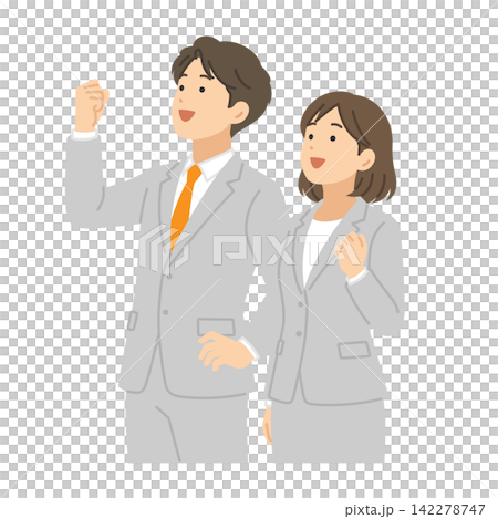 ビジネス希望,スーツ男女,フラットイラスト ビジネス希望,スーツ男女,フラットイラスト 142278747