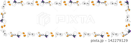 Cute Halloween Ghost and Pumpkin Border Frames Cute Halloween Ghost and Pumpkin Border Frames 142279129
