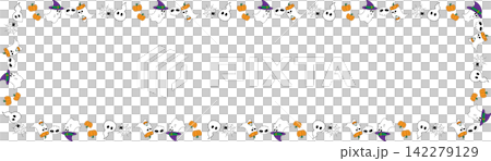 Cute Halloween Ghost and Pumpkin Border Frames Cute Halloween Ghost and Pumpkin Border Frames 142279129