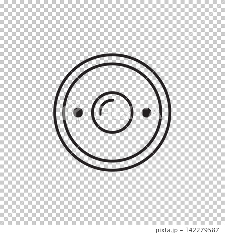 Minimalist line art icon of a circular press snap button fastener used on leather goods. Minimalist line art icon of a circular press snap button fastener used on leather goods. 142279587