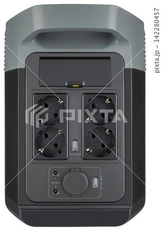 Intelligent lithium power station with charge level indicator and ventilation grills. 142280457