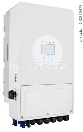 Durable metal housing of current converter with efficient ventilation cooling grill. Durable metal housing of current converter with efficient ventilation cooling grill. 142280478