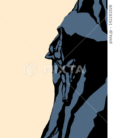 Climber climbs on a rock. Vector drawing 142281026