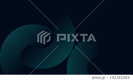 Abstract dark background with glowing curved lines for tech, science and digital business design 142281083
