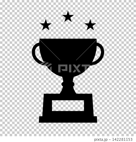 Starred championship trophy silhouette icon Starred championship trophy silhouette icon 142281153