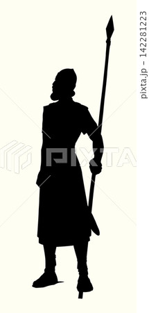 Vector illustration of a man with a spear. 142281223