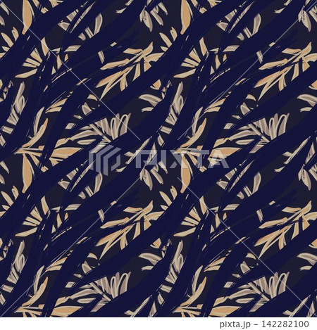 Neutral Colour Tropical Leaf seamless pattern design for fashion textiles, graphics and crafts 142282100