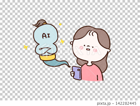 An anthropomorphic AI character (chat-type AI) that appears from a woman's smartphone in the form of a demon and fulfills her requests. An anthropomorphic AI character (chat-type AI) that appears from a woman's smartphone in the form of a demon and fulfills her requests. 142282445