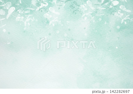 A watercolor background with eucalyptus branches A watercolor background with eucalyptus branches 142282697