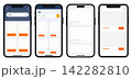 Smartphone set showing online store mobile application UI templates in flat vector design style 142282810
