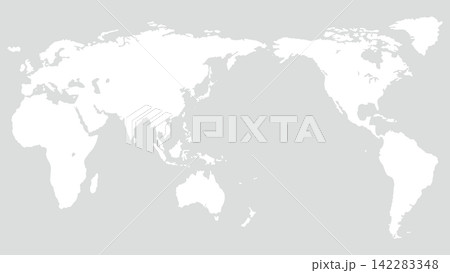 世界地図　大陸白　背景グレー 142283348