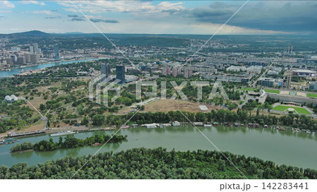 Belgrade Serbia isalnd and Sava and Danube rivers Belgrade Serbia isalnd and Sava and Danube rivers 142283441
