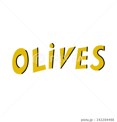 Olives Hand Drawn Lettering Mediterranean Typography Design Olives Hand Drawn Lettering Mediterranean Typography Design 142284498