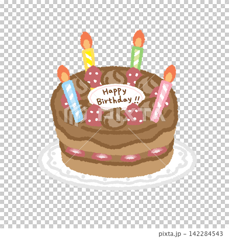 Strawberry and chocolate cream birthday cake 142284543