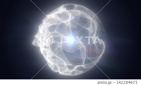 Glowing white abstract sphere with translucent plasma texture and radiant inner light on a dark background, symbolizing futuristic energy and digital science. Glowing white abstract sphere with translucent plasma texture and radiant inner light on a dark background, symbolizing futuristic energy and digital science. 142284671