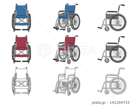 車椅子イラストセット 車椅子イラストセット 142284733