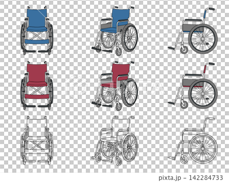 車椅子イラストセット 車椅子イラストセット 142284733