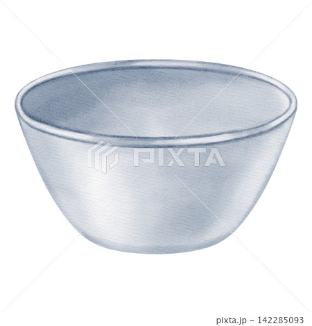 Watercolor hand drawn grey bowl clip art isolated on white background. Empty ceramic or metal dish for food and soup. Watercolor hand drawn grey bowl clip art isolated on white background. Empty ceramic or metal dish for food and soup. 142285093