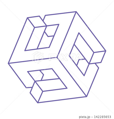 Impossible shapes. Sacred geometry figures. Optical illusion. Abstract eternal geometric object. Impossible endless outline. Optical art. Impossible geometry shape on a white background. Escher style. Impossible shapes. Sacred geometry figures. Optical illusion. Abstract eternal geometric object. Impossible endless outline. Optical art. Impossible geometry shape on a white background. Escher style. 142285653