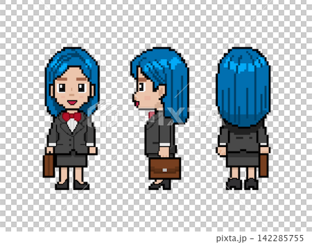 Pixel art of a working woman (with blue hair) Pixel art of a working woman (with blue hair) 142285755