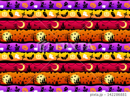 4分割のシームレスなハロウィン背景 4分割のシームレスなハロウィン背景 142286881