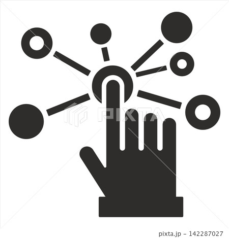 interaction icon, interactive screen with finger pressing button, digital technology concept, hand pointer, flat vector illustration isolated on white background interaction icon, interactive screen with finger pressing button, digital technology concept, hand pointer, flat vector illustration isolated on white background 142287027