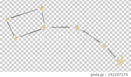 Watercolor illustration constellation Ursa Minor or Little Dipper. Isolated clip art of astronomy with yellow stars. Astrological zodiac sign for posters, ursery projects and fantasy designs Watercolor illustration constellation Ursa Minor or Little Dipper. Isolated clip art of astronomy with yellow stars. Astrological zodiac sign for posters, ursery projects and fantasy designs 142287174