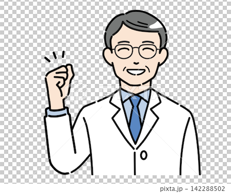 一幅插圖,描繪了一位身穿白大褂的老者面帶微笑,擺出勝利的姿勢。 一幅插圖,描繪了一位身穿白大褂的老者面帶微笑,擺出勝利的姿勢。 142288502