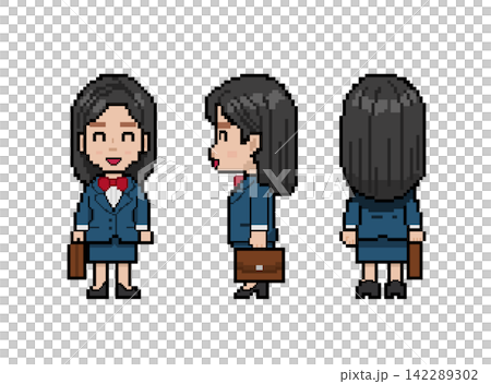 A smiling, black-haired working woman in a blue suit. A smiling, black-haired working woman in a blue suit. 142289302