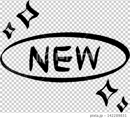 NEWアイコン 大文字 手描きペイントタッチ キラキラ付き 黒 NEWアイコン 大文字 手描きペイントタッチ キラキラ付き 黒 142289831